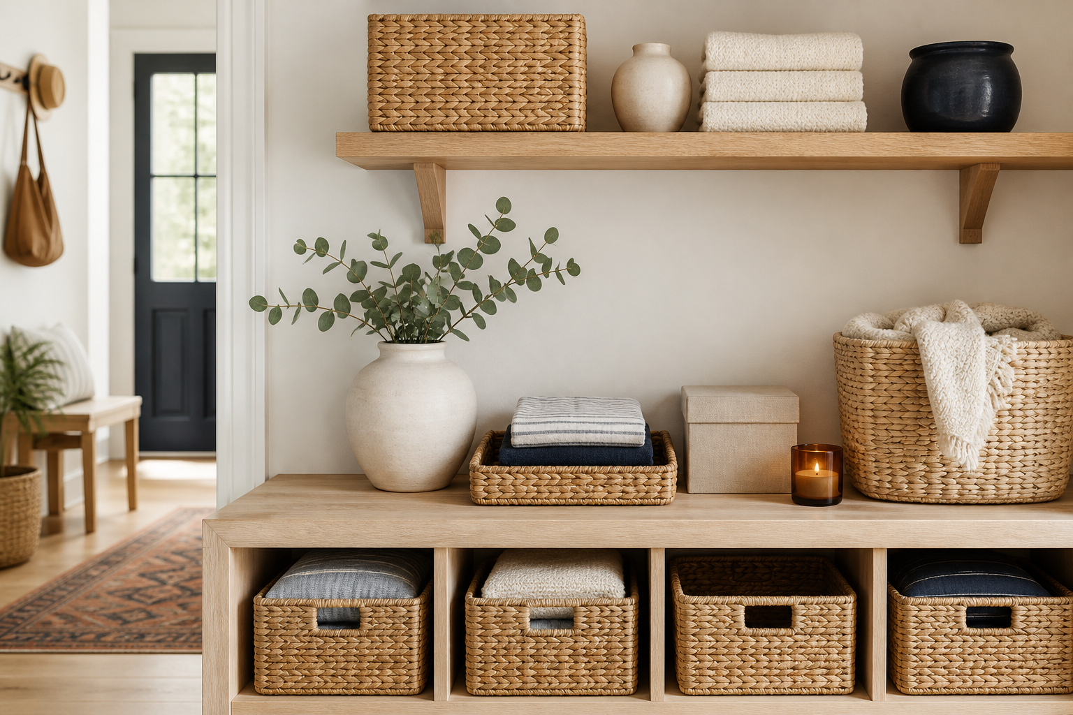 Calm, organized entryway