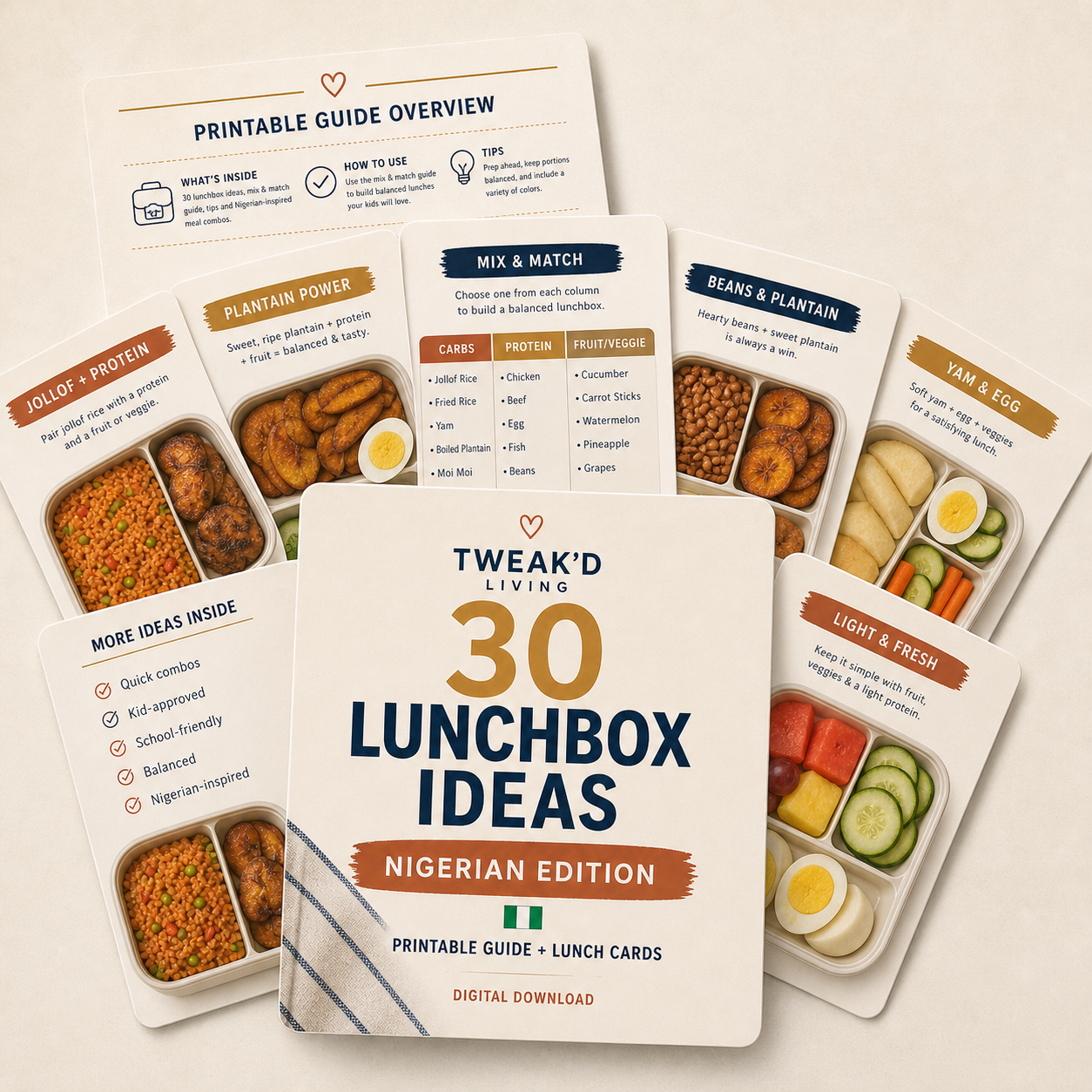 Nigerian printable lunch-card bundle and digital guide preview